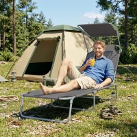 Outsunny Adjustable Lounger Seat with Sun Shade-Grey(m-9)