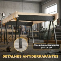 HOMCOM Conjunto de 2 Cavaletes para Serra Dobráveis Altura Ajustável para Madeira 2x4 com Alça e Ganchos Suporta até 500 kg Preto(m-9)