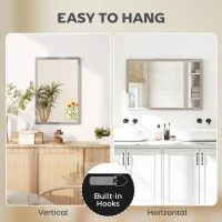 HOMCOM Wall Bathroom Mirror, 40 x 60 cm Wall-Mounted Mirror for Living Room, Bedroom, Hallway, Grey(m-5)