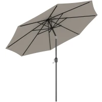 Outsunny 3m Parasol Patio Umbrella, Outdoor Sun Shade with Tilt and Crank Handle for Balcony, Bench, Garden, Light Grey(m-1)