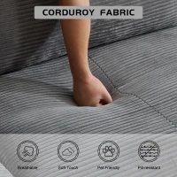 Modernes Sofa aus komprimiertem Memory-Schaumstoff, große Sofagarnitur für das Wohnzimmer, haustierfreundliches modulares Sofagarnitur Cloud, Cordstoff, kein Zusammenbau erforderlich, GRAU(m-4)