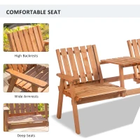 Outsunny 2-Seater Fir Wood Bench w/ Centre Table(m-5)