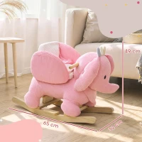 AIYAPLAY Kids Rocking Horse, Baby Ride on Elephant Rocker with Safety Belt and Sound for Toddlers 18 to 36 Months, Pink(m-3)