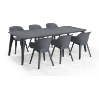 Table de jardin - rectangulaire - gris graphite - en résine - 8 a 10 personnes - Lima - Allibert by KETER(m-5)