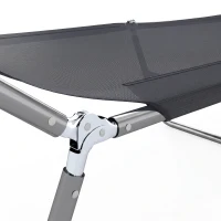 Outsunny Outdoor Foldable Sun Lounger, Garden 6 Level Adjustable Backrest Recliner Sun Lounger Chair with Headrest Pillow, Black(m-11)