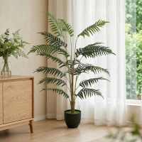 HOMCOM Artificial Fern Topiary Tree, Realistic Artificial Plant in Cement Pot, Fake Plant, 120cm(m-8)