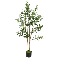 HOMCOM Decorative Artificial Plant, 120 cm Silk Olive Tree with 303 Leaves in Cement Pot, Fake Plant(m-1)