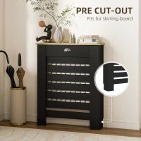 HOMCOM 95.5H x 78Wcm Radiator Cover, with Drawer - Black(m-4)