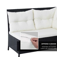 Outsunny 6 Pieces Sofa Set Furniture Rattan Lawn Cushion Seat Wicker Black Garden(m-4)