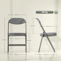 HOMCOM Set of Four Folding Corduroy Seat Chairs - Grey(m-3)