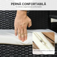 Outsunny Set Grădină 7 Piese din Ratan PE cu Masă de 150x90x72 cm și 6 Scaune de 58x62x87 cm cu Perne(m-6)