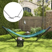 Outsunny Support Pied de hamac Structure Robuste métal époxy Noir dim. 3,60L x 0,92l x 1,12H m(m-10)