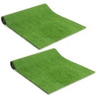 Outsunny Artificial Grass Turf Low Maintenance Realistic Lawn Pet Turf with Drain Holes for Garden 1m x 4m Green(m-11)