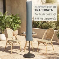 Outsunny Copertura per Ombrellone Impermeabile, Custodia Copri Ombrellone con Cerniera e Laccio, Grigio(m-9)