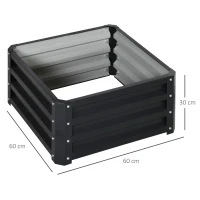 Outsunny Set of 2 Raised Garden Bed, Outdoor Elevated Galvanised Planter Box for Flowers, Herbs, 60x60x30.5cm, Grey(m-3)