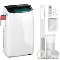 HOMCOM 12000 BTU 5-in-1 Portable Air Conditioner with Cool, Heat, Dehumidifier, Fan, Sleep, WiFi Voice Control, White(m-10)