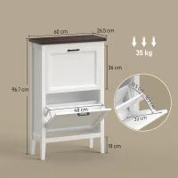 HOMCOM Shoe Cabinet with 2 Flip Drawers, Farmhouse Narrow Shoe Storage Cabinet with Adjustable Shelves, White(m-3)