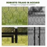 PawHut Pollaio per Galline da Esterno, 3x1x1m, in Acciaio Zincato con Tetto Impermeabile Anti-UV e Serratura(m-6)