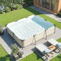 Outsunny Piscina Tubular Retangular Bomba de Filtragem 3701 L em PVC de Tripla Camada 316x238x66,5 cm Cinza(m-5)