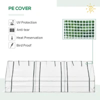Outsunny Mini Garden Greenhouse mini tunnel greenhouse 270L x 90l x 90H cm pointed roof Steel PE High-density 140 g/m² UV-resistant roll-up windows with Zip White(m-5)