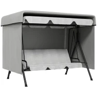 Outsunny Capa Protetora para Baloiço de Jardim de 3 Lugares 215x155x150 cm Cobertura para Móveis de Exterior Cinzento Claro(m-1)