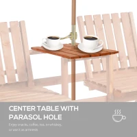 Outsunny 2-Seater Fir Wood Bench w/ Centre Table(m-6)