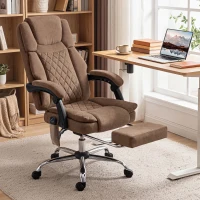 HOMCOM Office Chair with 6-Point Vibration Massage and Heat, Executive Computer Desk Chair with High Back, Reclining, Brown(m-2)