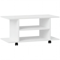HOMCOM Modernes TV-Möbel mit Ablagen, lenkbare Rollen und Bremsen, 80x40x40 cm, Weiß