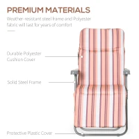 Outsunny Set of 2 Garden Sun Lounger Outdoor Reclining Seat Cushioned Seat Foldable Adjustable Recliner, Orange and White(m-7)