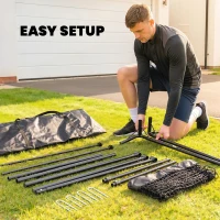 SPORTNOW Football Rebounder Net, Portable Kickback Football Rebounder Net with Carry Bag and Ground Stakes(m-6)