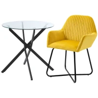 HOMCOM Modern Dining Furniture Set with Round Table and Accent Armchair Black and Yellow(m-11)