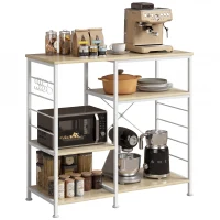 HOMCOM Scaffale Cucina con Ripiani in Legno e Metallo con 5 Ganci, Salvaspazio, 90x39x83.5 cm, Rovere(m-11)