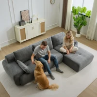 Modernes Sofa aus komprimiertem Memory-Schaumstoff, große Sofagarnitur für das Wohnzimmer, haustierfreundliches modulares Sofagarnitur Cloud, Cordstoff, kein Zusammenbau erforderlich, GRAU(m-8)