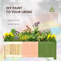 Outsunny Folding Raised Planter Flower Box dim. 70L x 30l x 25H cm Wood Slat-Style Body Pre-oiled Spruce(m-6)