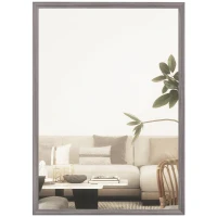 HOMCOM Wall Bathroom Mirror, 50 x 70 cm Wall-Mounted Mirror for Living Room, Bedroom, Hallway, Grey(m-10)