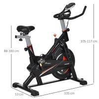 HOMCOM Stationary Exercise Bike with 10kg Flywheel, Cycling Cardio Workout Racing Machine with Adjustable Resistance, LCD Monitor, Phone and Bottle Holder, for  Indoor Gym Office(m-15)