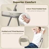 HOMCOM Set of Four Folding Corduroy Seat Chairs, Cream(m-4)