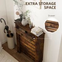HOMCOM 95.5H x 78Wcm Radiator Cover, with Drawer - Rustic Brown(m-7)