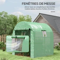 Outsunny Serre de jardin serre tunnel de jardin 3,24m² PE Haute densité 135 g/m², avec 2 portes zippées 180 x 180 x 200 cm, vert(m-6)
