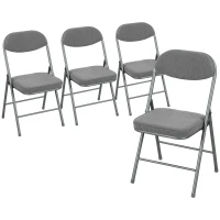 HOMCOM Set of Four Folding Corduroy Seat Chairs - Grey(m-1)