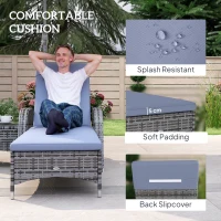 Outsunny 2 Seater Rattan Sun Lounger Set with Side Table-Grey(m-7)
