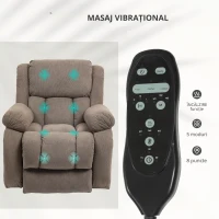 HOMCOM Fotoliu Rabatabil până la 150° cu 8 Puncte de Masaj, 2 Telecomenzi și Suport pentru Picioare, 93x104x100 cm, Maro(m-6)