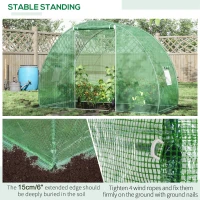 Outsunny Garden Tunnel Greenhouse winter greenhouse Floor Area 4.5 m² dim. 3L x 1.5l x 2H m Reinforced Tubular Frame Zipped Door 2 Roll-up Windows Green(m-5)