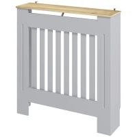 HOMCOM Heater Cover, Radiator Cover Slatted Painted MDF Lined Grill Grey, 78L x 19W x 81H cm(m-11)