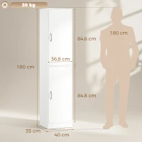 HOMCOM Bibliotecă Înaltă 180 cm, Raft Modern cu 5 Niveluri Reglabile, Mobilier Independent pentru Living, Dormitor, Birou, Alb(m-3)