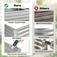 Outsunny Square Raised Garden Bed Box with Weatherized Steel Frame for Vegetables, Flowers, & Herbs, 120 x 120 x 30cm, Silver Tone(m-5)