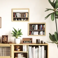 HOMCOM Wall Bathroom Mirror, 30 x 40 cm Wall-Mounted Mirror for Living Room, Bedroom, Hallway, Set of 2, Natural(m-2)