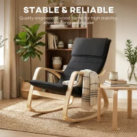 HOMCOM Lounge Chair, Comfortable Relax Rocking Chair with Headrest, 67W x 92D x 89H cm, Black(m-6)