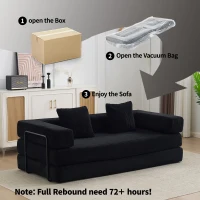 Bodencouch, Kompressionssofa, umwandelbares Bodenschlafsofa mit Kissen-Rückenlehne, bequemes Futon-Couch-Lounge-Schlafsofa, Cordstoff, für Wohnzimmer, Schlafzimmer (Schwarz)(m-7)