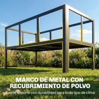 Outsunny Conjunto de Jardín Exterior con Cojines 2 Sofás de 2 Plazas Reposabrazos Ajustables y Mesa de Centro de Listones Gris(m-8)